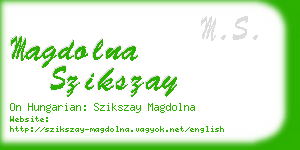 magdolna szikszay business card